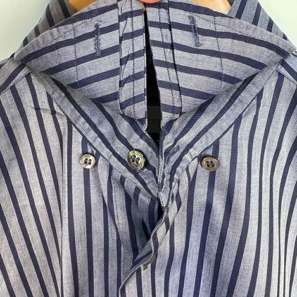 Brioni Dress Shirt Striped Button Down Long Sleeve Blue Cotton men’s size L - Picture 9 of 12